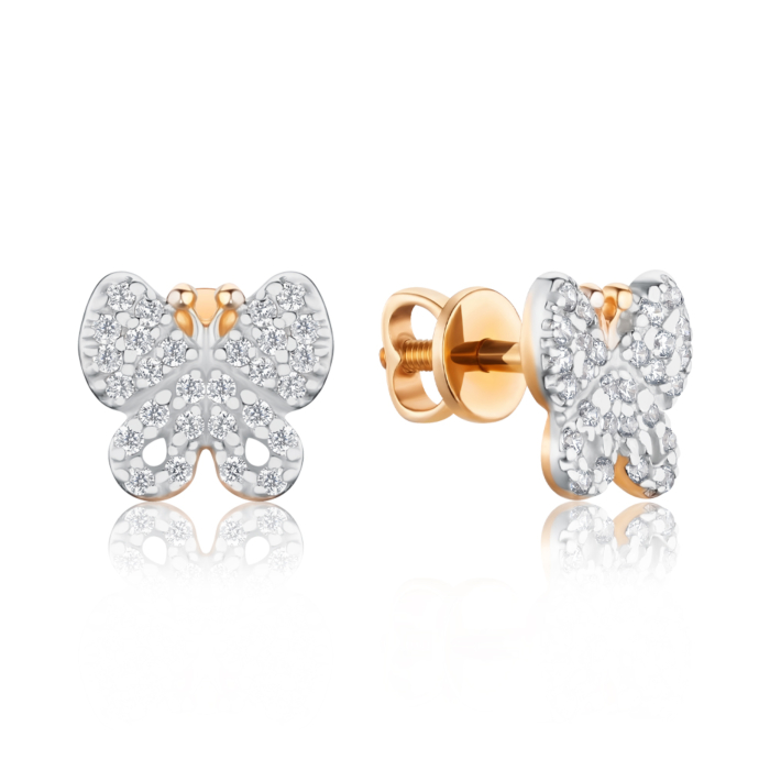 Золотые серьги «Бабочки» с фианитами С0432G