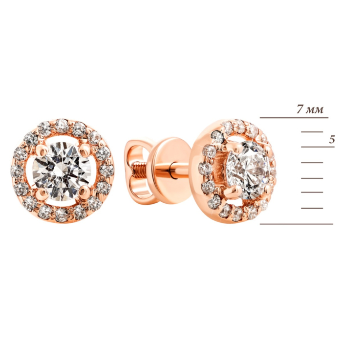 Золотые пуссеты с фианитами. Артикул UG5С0444G