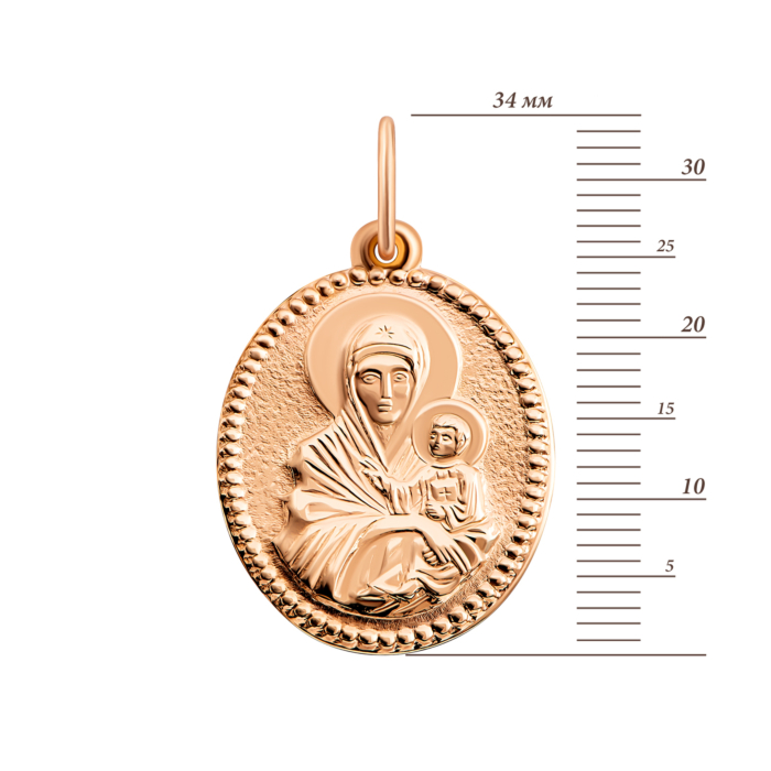 Золота підвіска-ікона Божої Матері. Артикул UG5и046