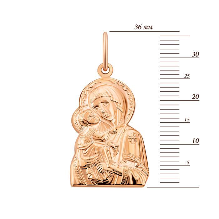 Золота підвіска-ікона Божої Матері. Артикул UG5и052