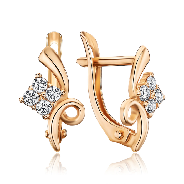 Золотые серьги с фианитами. Артикул 21450