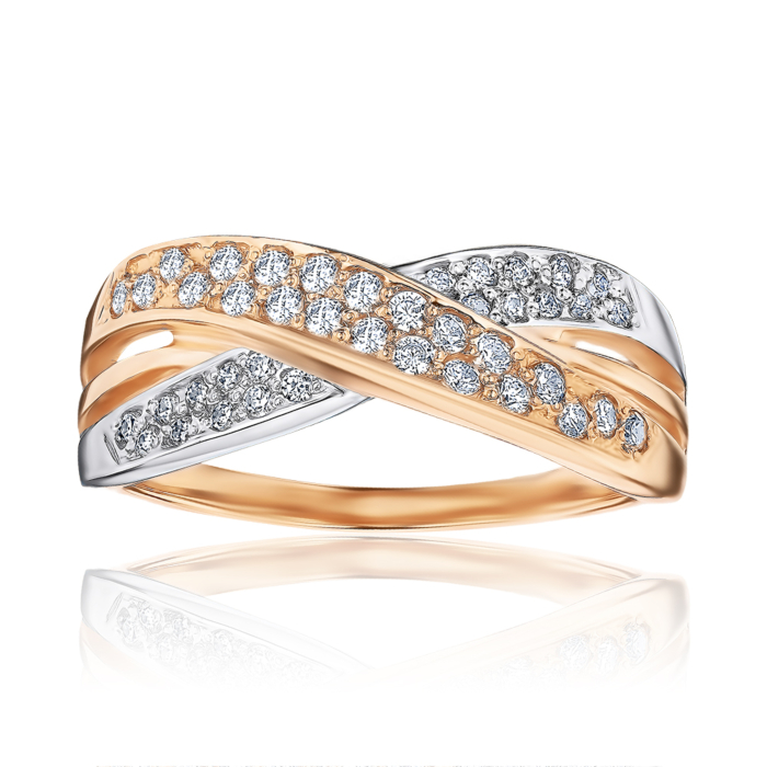 Золота каблучка з фіанітами КД0557