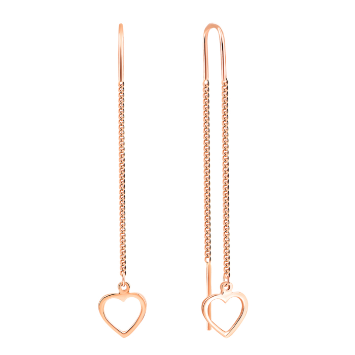 Золотые серьги-протяжки Сердце. Артикул UG5С0571z