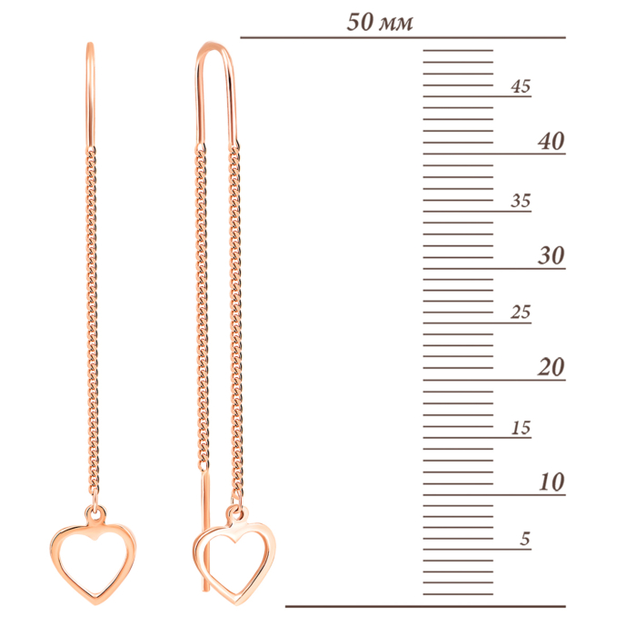 Золотые серьги-протяжки Сердце. Артикул UG5С0571z