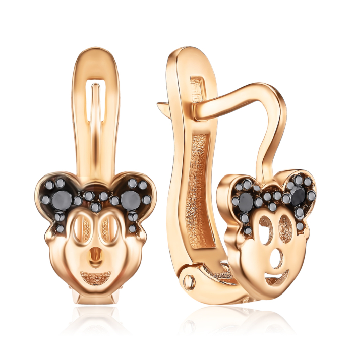 Золотые детские серьги «Микки» с фианитами С0575ч