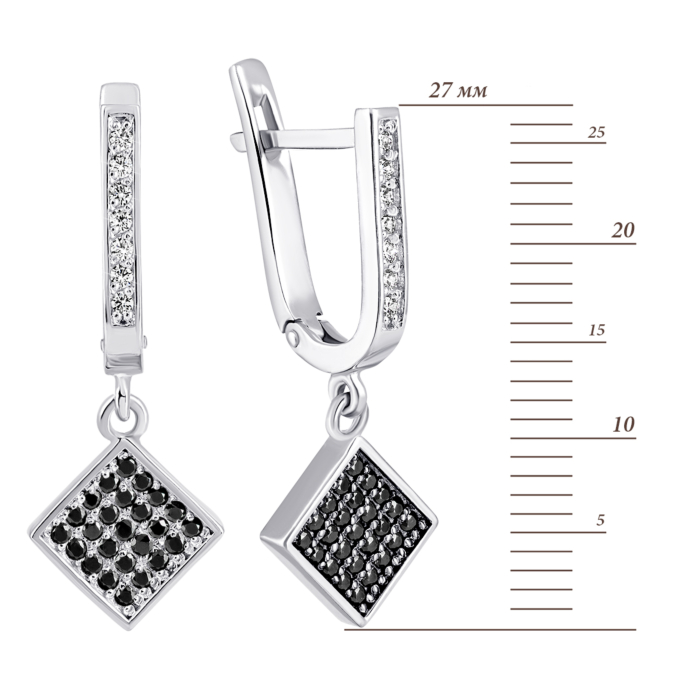 Золотые серьги-подвески с фианитами. Артикул UG5С0582/1ч