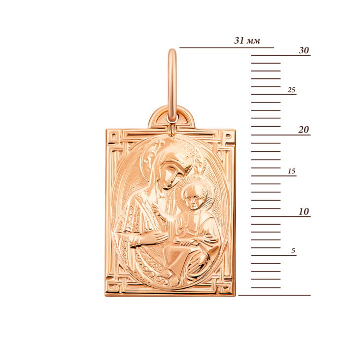 Золота підвіска-ікона Божої Матері. Артикул UG5и061