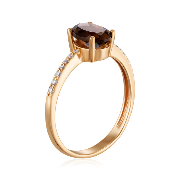 Золотое кольцо с раух-топазом. Артикул 530260/01/0/6415
