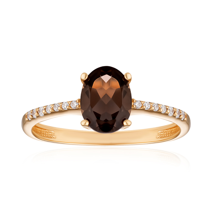 Золотое кольцо с раух-топазом. Артикул 530260/01/0/6415