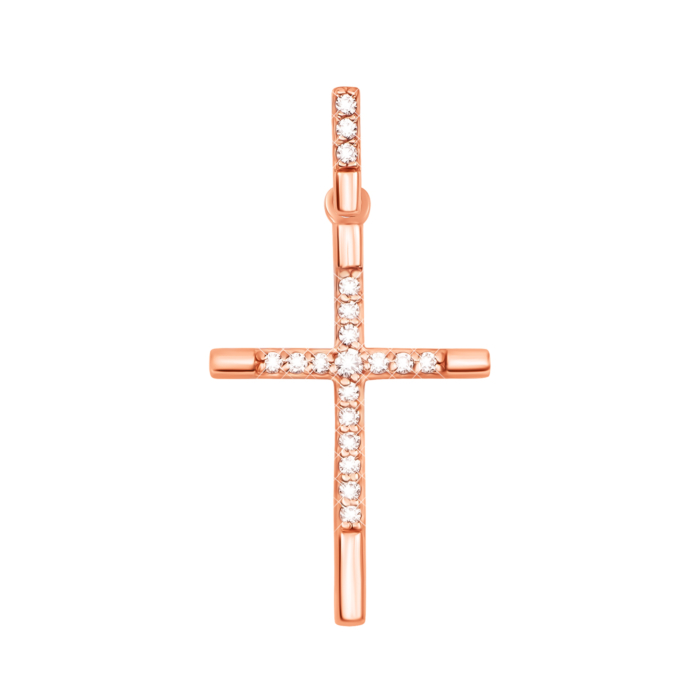 Золотая подвеска Крестик с фианитами. Артикул UG5КР062(м)и