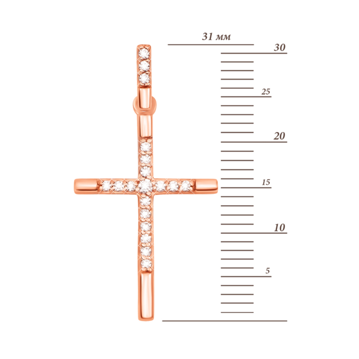 Золота підвіска Хрестик з фіанітами. Артикул UG5КР062(м)и
