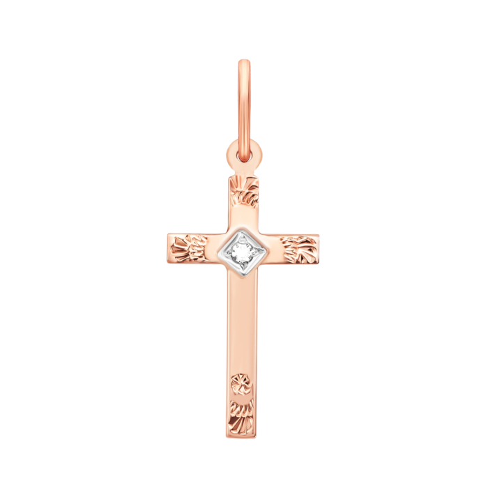 Золота підвіска Хрестик з фіанітом. Артикул UG5к069