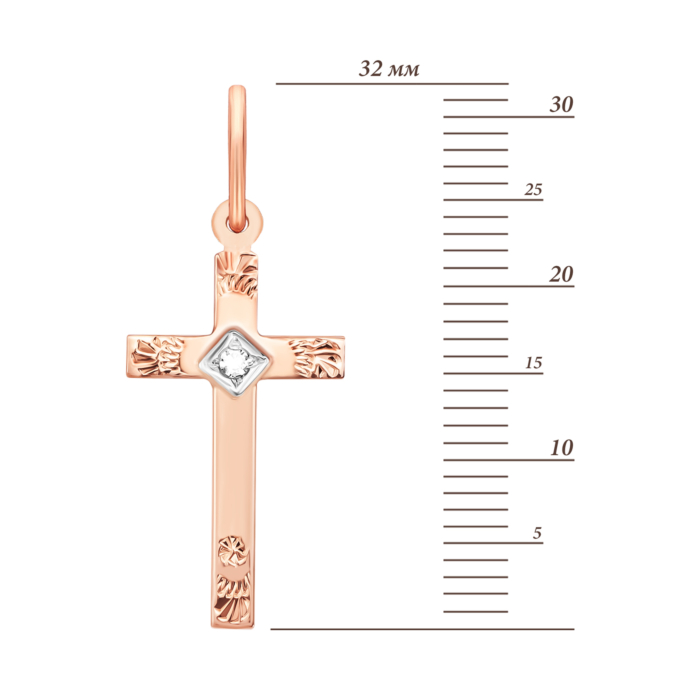 Золота підвіска Хрестик з фіанітом. Артикул UG5к069