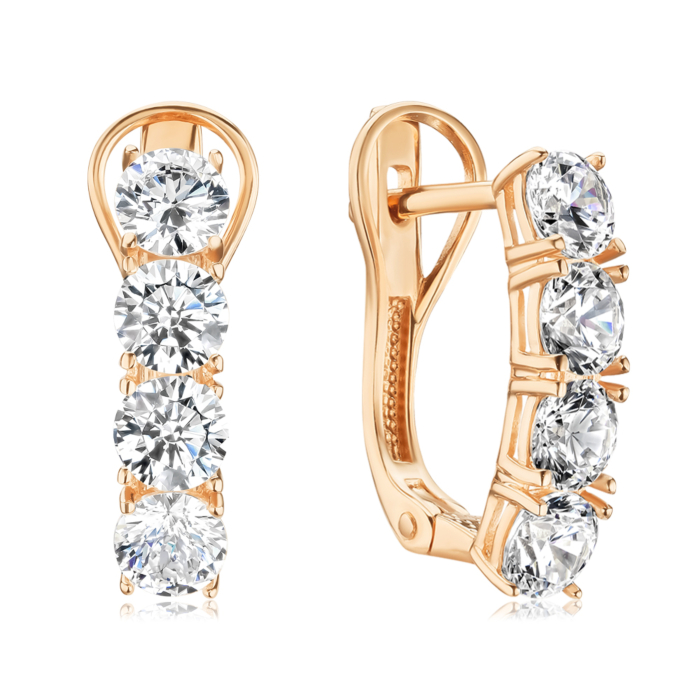 Золоті сережки з фіанітами Tesori. Артикул 22070/01/0/4027