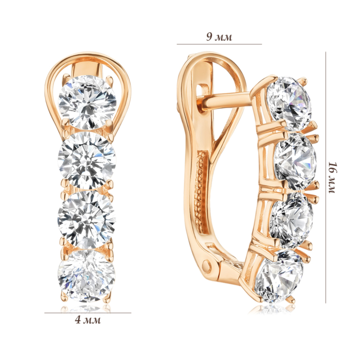 Золоті сережки з фіанітами Tesori. Артикул 22070/01/0/4027