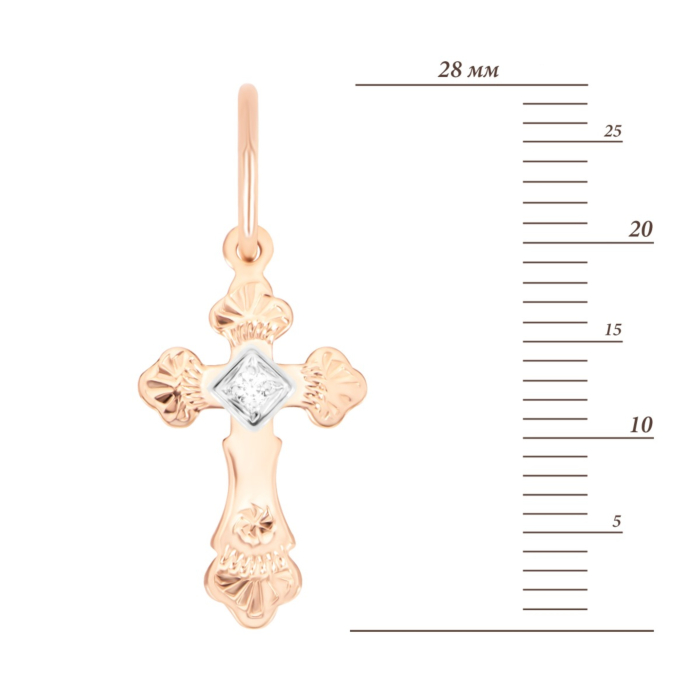 Золотая подвеска Крестик с фианитом. Артикул UG5к070