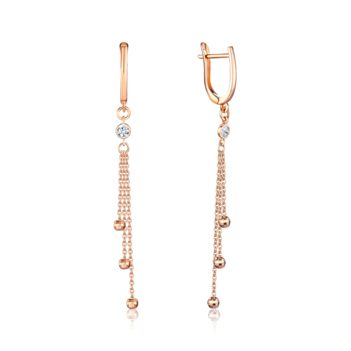 Золотые серьги с фианитом. Артикул 02470/01/0/28