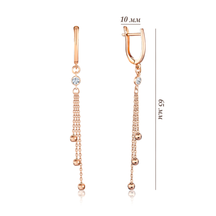 Золотые серьги с фианитом. Артикул 02470/01/0/28