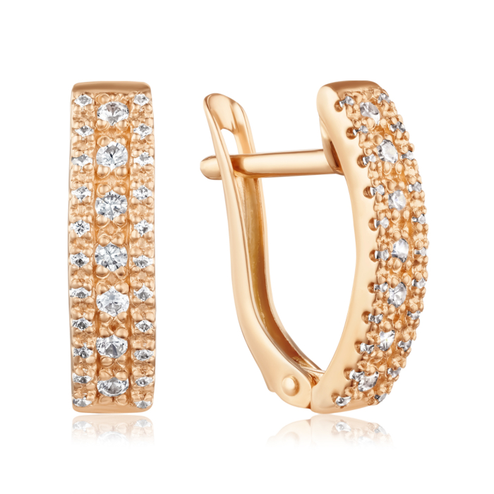 Золоті сережки з фіанітами. Артикул 21680 п