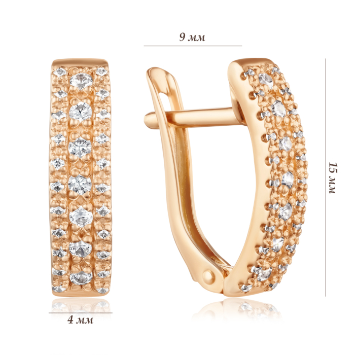 Золоті сережки з фіанітами. Артикул 21680 п