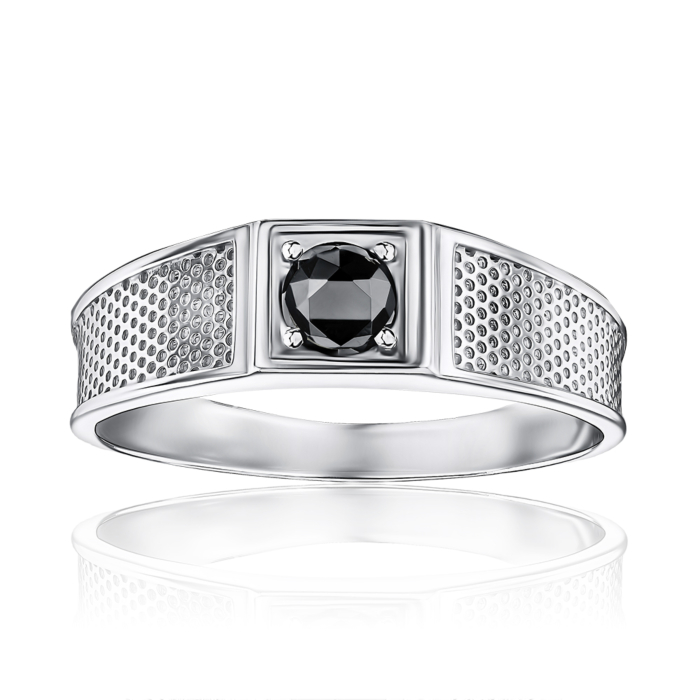 Срібна каблучка з чорним фіанітом 00880/12/1/813
