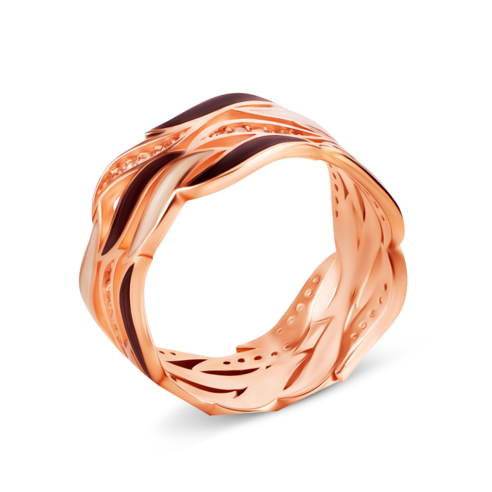 Золотое кольцо с эмалью и фианитами. Артикул UG51/101/366