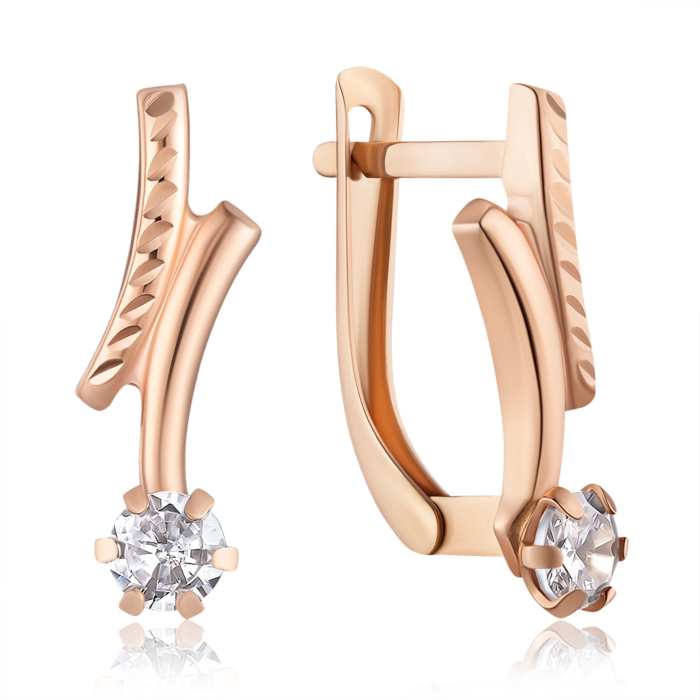 Золоті сережки з фіанітами. Артикул 02443-1/01/2/53