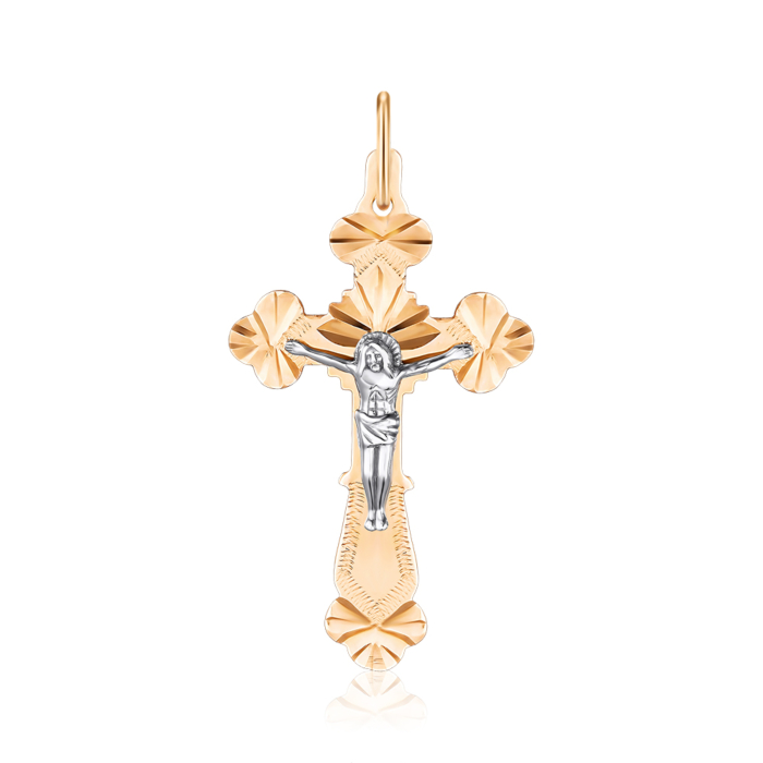 Золотий хрестик з алмазною гранню. Артикул 30963/1д