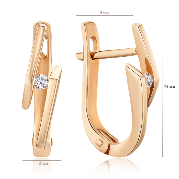 Золоті сережки з діамантом. Артикул 50714-1/01/0/9022