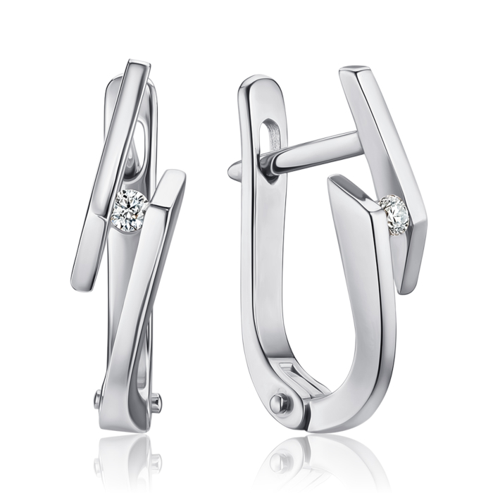 Золоті сережки з діамантом. Артикул 50714-1/02/1/9022