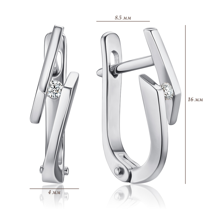 Золоті сережки з діамантом. Артикул 50714-1/02/1/9022