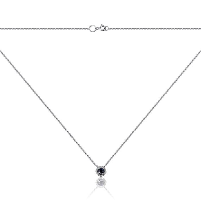 Золотое колье с сапфиром и бриллиантами. Артикул 53980/66024-1/02/1/9248