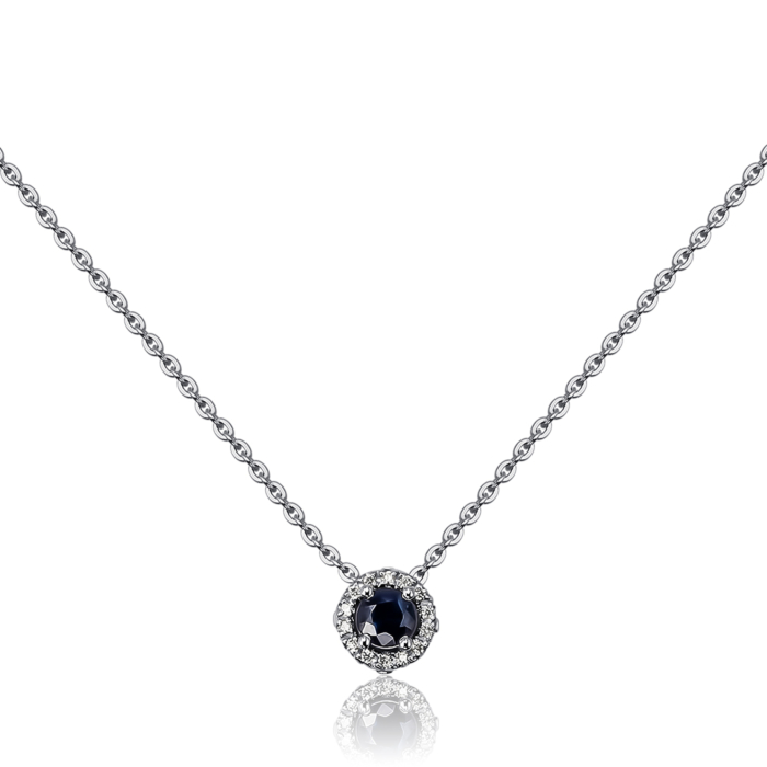 Золотое колье с сапфиром и бриллиантами. Артикул 53980/66024-1/02/1/9248