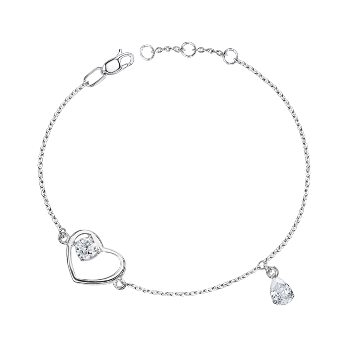 Срібний браслет "Серце" з фіанітами 90176/66024-1/12/1/4118