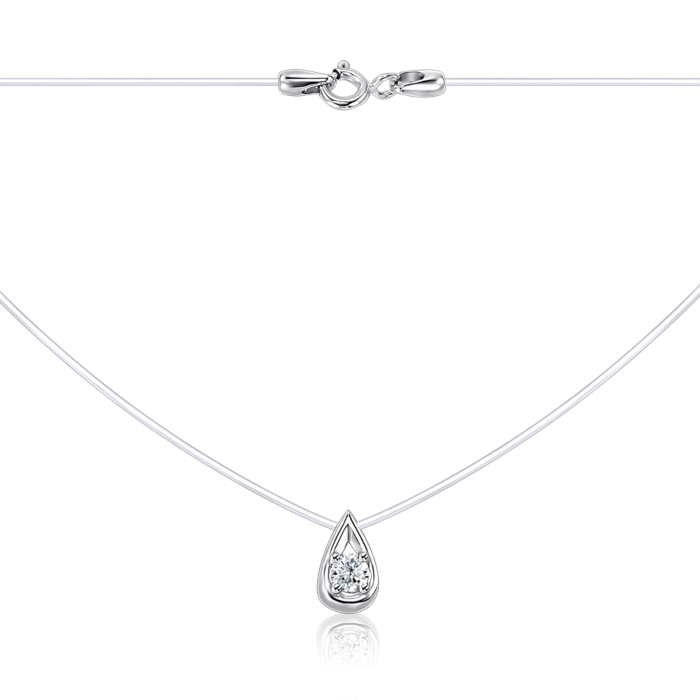 Кольє-невидимка на мононитці з фіанітом. Артикул 6044-1/02/1/52