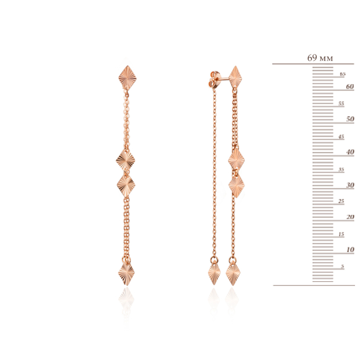 Золоті сережки-підвіски. Артикул 02749-1/01/2