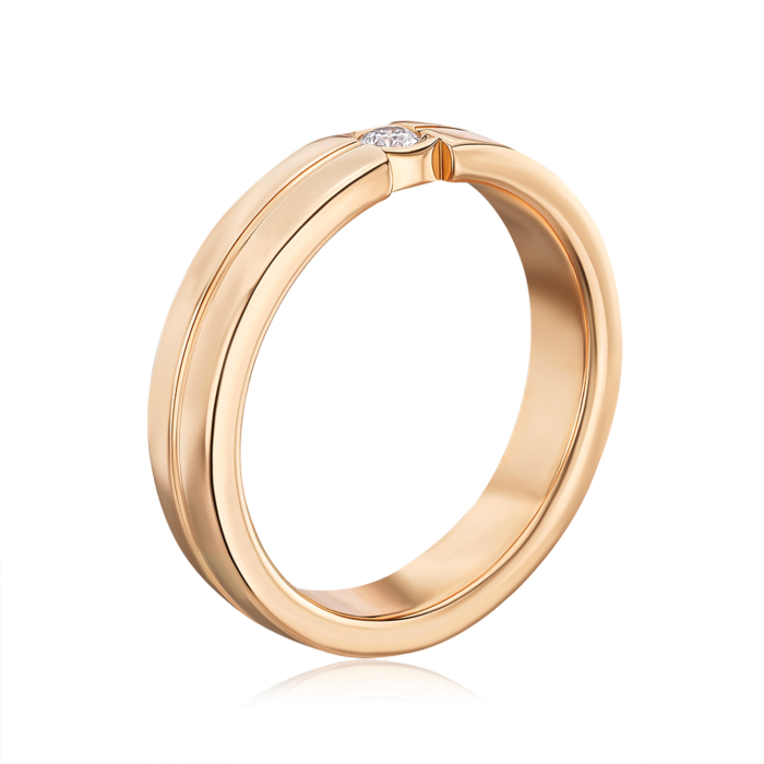 Обручальное кольцо с бриллиантом. Артикул 10001/3
