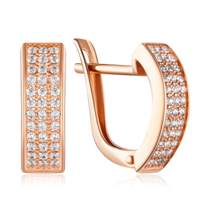 Золотые серьги с фианитами. Артикул 21001 к