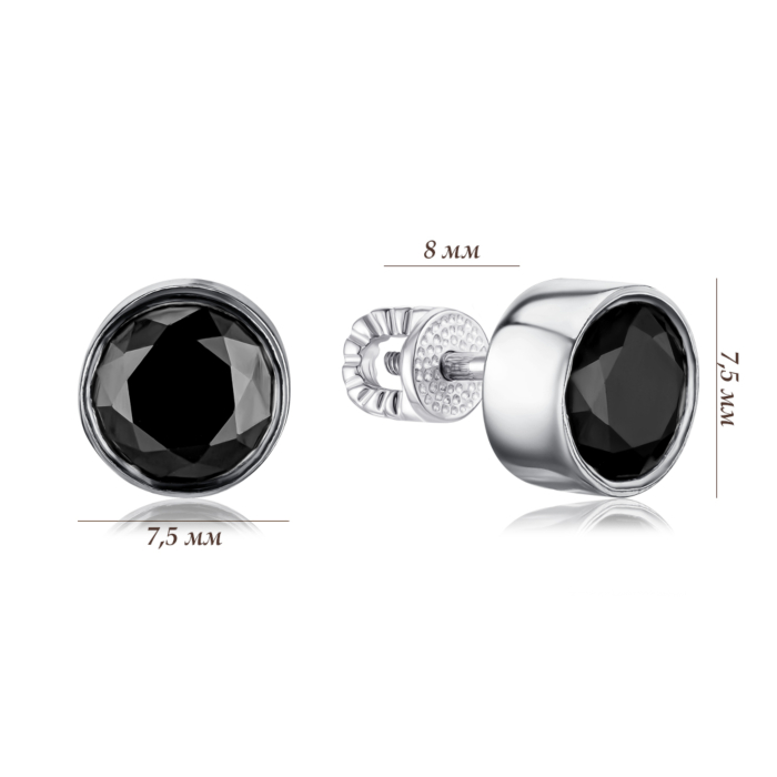 Срібні сережки з чорним фіанітом 41301/12/1/4309