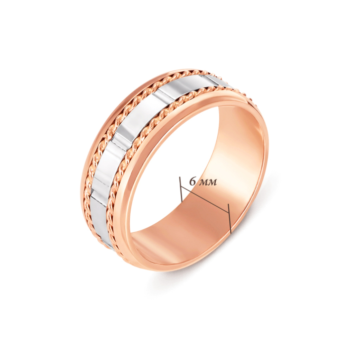 Обручальное кольцо комбинированное. Артикул 1058