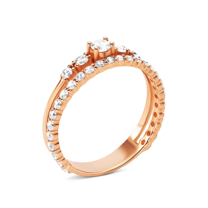 Золота каблучка з фіанітами. Артикул UG511/0125/00/01/01