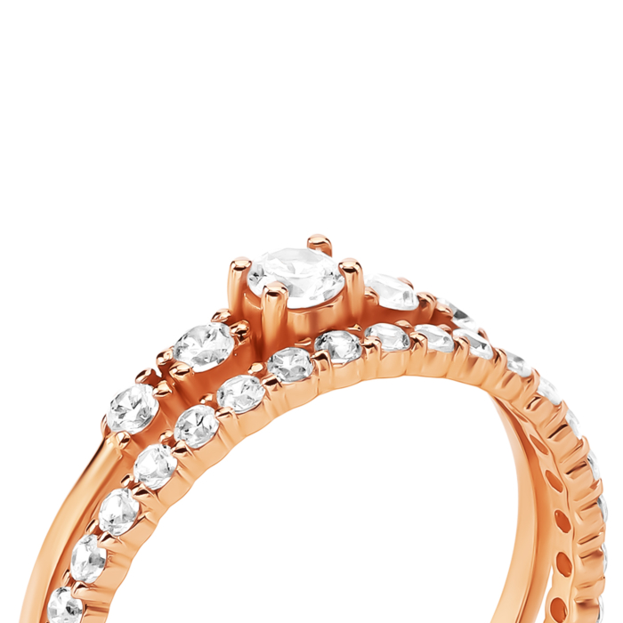 Золота каблучка з фіанітами. Артикул UG511/0125/00/01/01