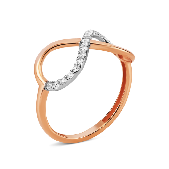 Золота каблучка Безмежність з фіанітами. Артикул UG511/0200/01/01/01