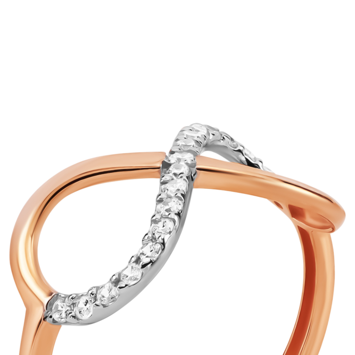 Золота каблучка Безмежність з фіанітами. Артикул UG511/0200/01/01/01
