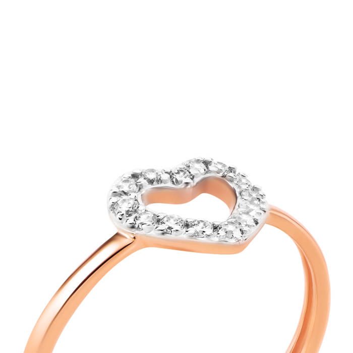 Золота каблучка Серце з фіанітами. Артикул UG511/0201/01/01/01