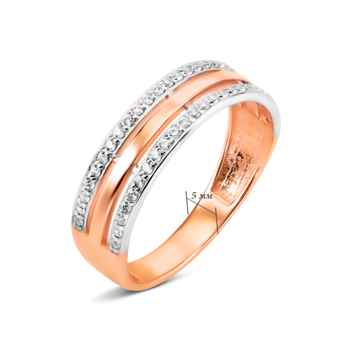 Золота каблучка з фіанітами. Артикул UG511/0313/01/01/01