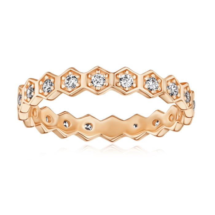 Золотое кольцо с фианитами. Артикул 1109740101-R/01/1