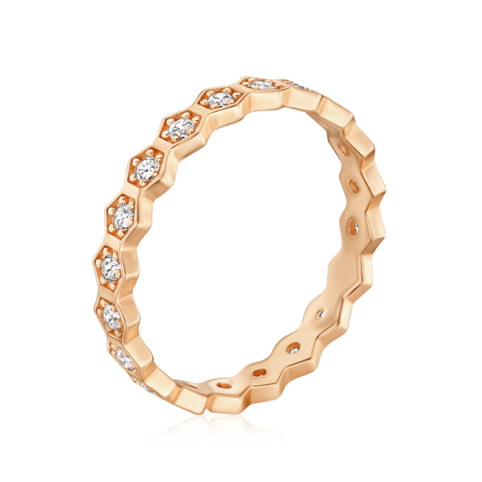 Золотое кольцо с фианитами. Артикул 1109740101-R/01/1