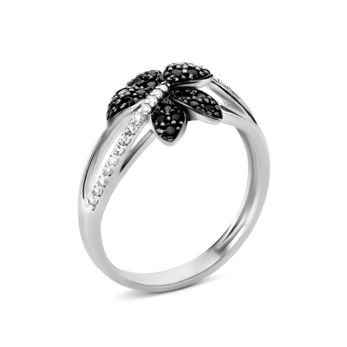 Серебряное кольцо с фианитами. Артикул UG51120чб/1р-CZ