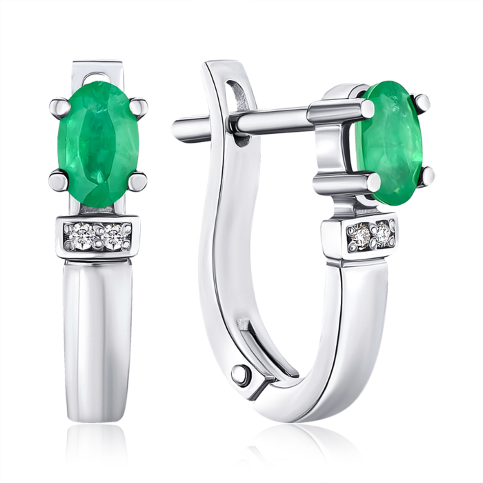 Золотые серьги с изумрудом и бриллиантами 52711/02/1/9601